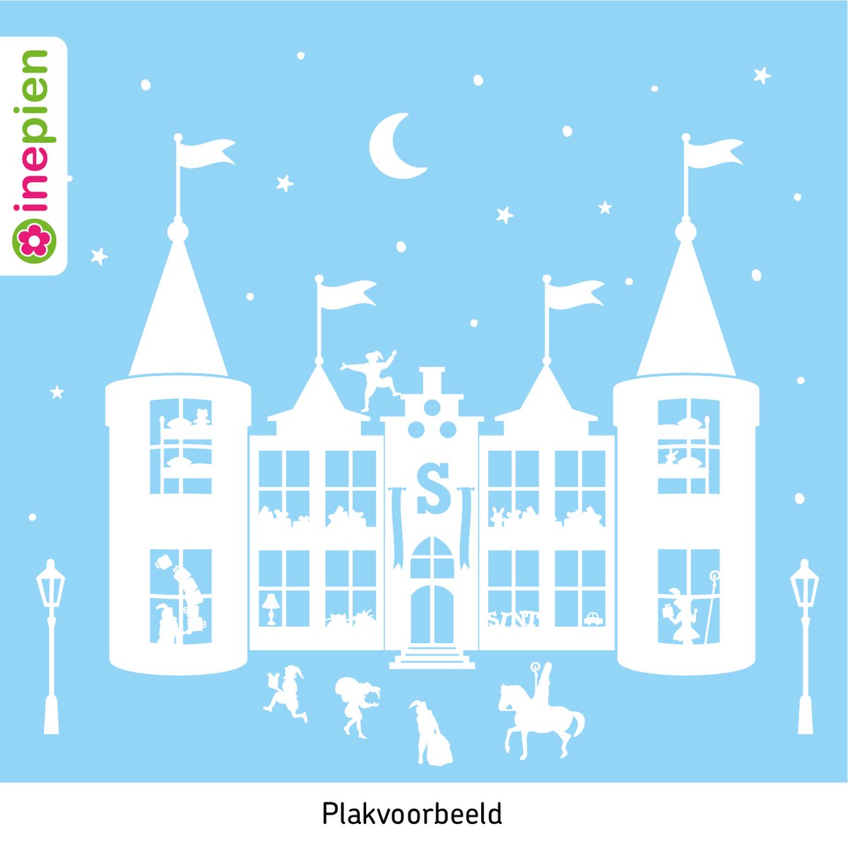 Inepien | herbruikbare raamsticker | Sinterklaas | kasteel | wit